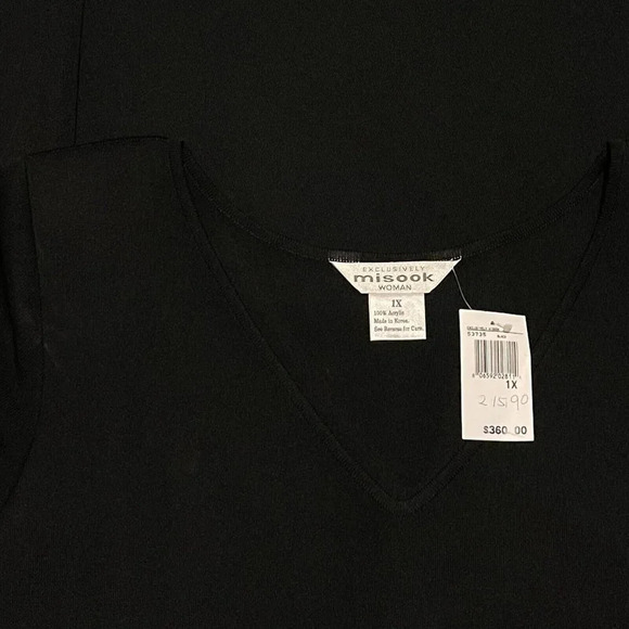 New EXCLUSIVELY MISOOK Dress Women’s Plus 1X Black Ruffle-Hem Short-Sleeve - Picture 3 of 4